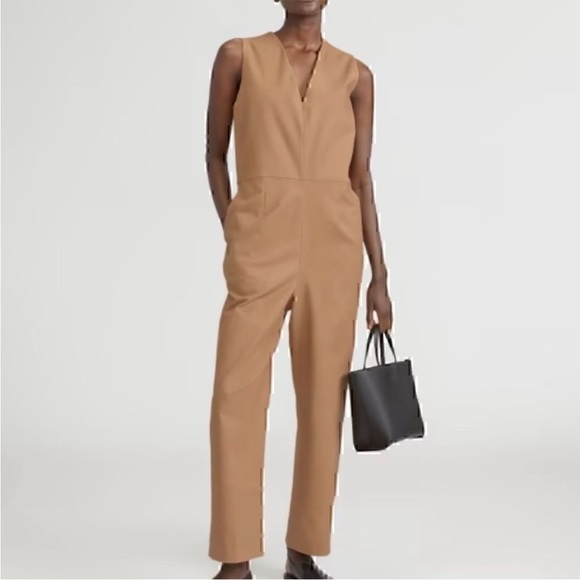NWT EVERLANE The Structured Jumpsuit Toasted Coconut Tan Camel Size 4 - Picture 3 of 12